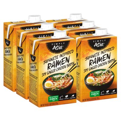 Simply Asia Japanese Inspired Ramen Soy Ginger Chicken Broth, 26 fl oz Pack of 6