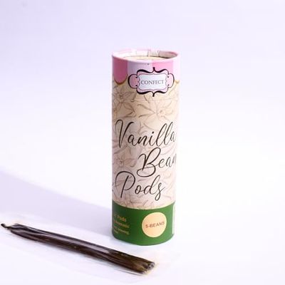 Confect Vanilla Beans Grade A Gourmet Whole Vanilla Pods Vanilla Sticks For Baking, Dessert Crafting, Beverages and Making Vanilla Extract - 5 Premium Vanilla Bean Pods