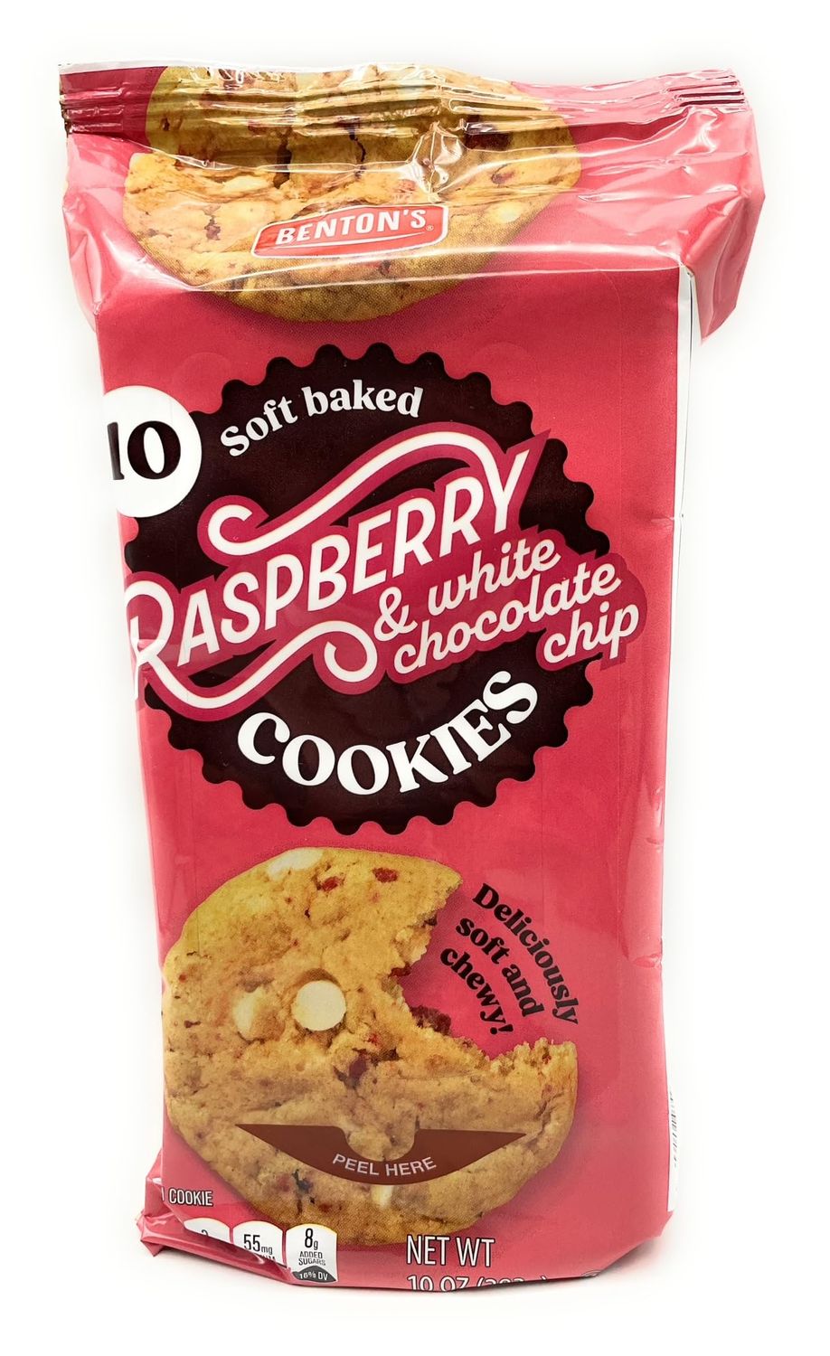 Soft Baked Raspberry &amp; White Chocolate Chip Cookies, Bentons 10oz283g - Pack of 1