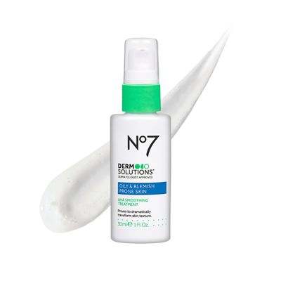 No7 Derm Solutions AHA Exfoliant &amp; Face Toner with Lactic &amp; Glycolic Acid - AHA Smoothing Treatment - Controls Oil and Minimizes Pores - for Oily &amp; Blemish-Prone Skin 1 Fl Oz
