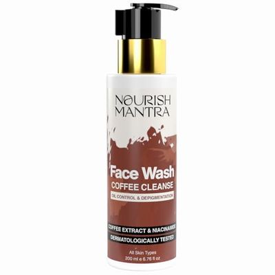 NOURISH MANTRA Coffee Cleanse Face Wash Excess Oil Control, Pore Cleansing Enriched With Coffee, Niacinamide, &amp; Aloe Vera Suits All Skin Types For Men &amp; Women 200 ml