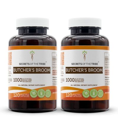 Secrets of the Tribe Butcher&#39;s Broom 120 Capsules2 pcs., 1000 mg, Butcher&#39;s Broom Ruscus aculeatus Dried Root 2x120 Capsules