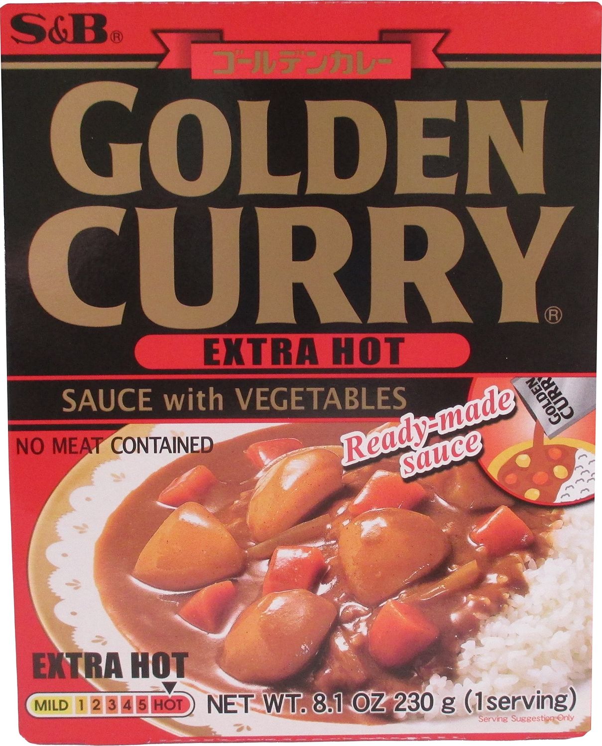 S&amp;B Golden Curry Sauce With Vegetables 8.1oz , 230g Extra Hot 5 Packs