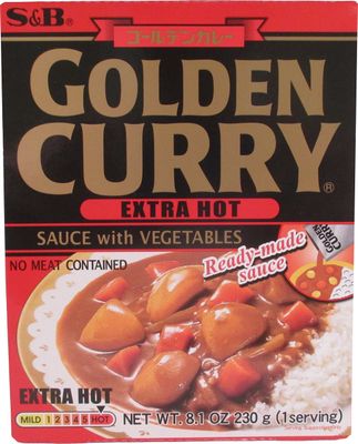 S&amp;B Golden Curry Sauce With Vegetables 8.1oz , 230g Extra Hot 5 Packs
