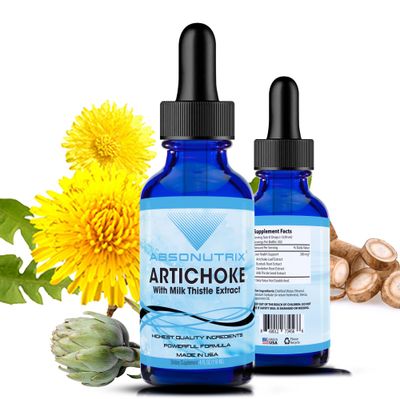 Absonutrix Artichoke with Milk Thistle Extract, 390 mg, 4 FL OZ Liquid, 302 Servings, Made in USA, Potent Plant-Based Ingredients, Burdock Root Extract, Dandelion Root Extract, Gluten-Free, Non-GMO