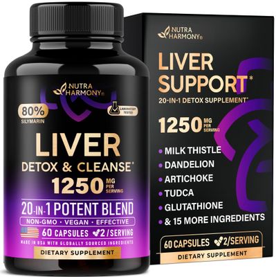 Liver Cleanse Detox &amp; Repair - Milk Thistle Dandelion Artichoke TUDCA Glutathione &amp; NAC - Effective Liver Health Supplement 80 Silymarin - Laboratory Tested, Vegan - Made in USA 60 Capsules