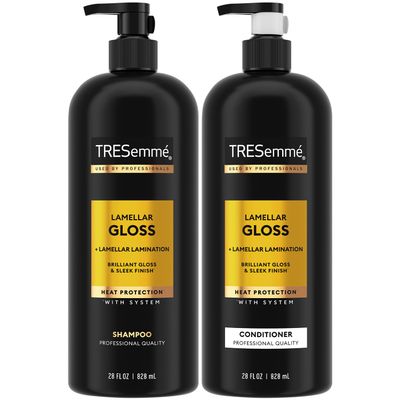 TRESemme Shampoo and Conditioner, Lamellar Gloss - Hair Smoothing Products for Glossy Hair, Sleek Looks &amp; Frizz Control, 28 Oz Ea