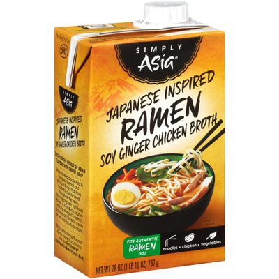 Simply Asia Japanese Inspired Ramen Soy Ginger Chicken Broth, 26 fl oz Pack of 6
