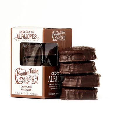 Chocolate Alfajores Argentinos - Cocoa Shortbread and Sandwich Cookies Dipped in Semisweet Chocolate - Wooden Table Baking Company Gourmet Set Of 4 Argentinean Cookies