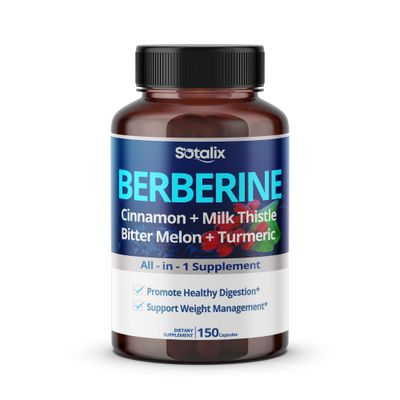 Premium Berberine Supplement with Ceylon Cinnamon, Bitter Melon, Milk Thistle - 150 Day Supply 150 Count Pack of 1