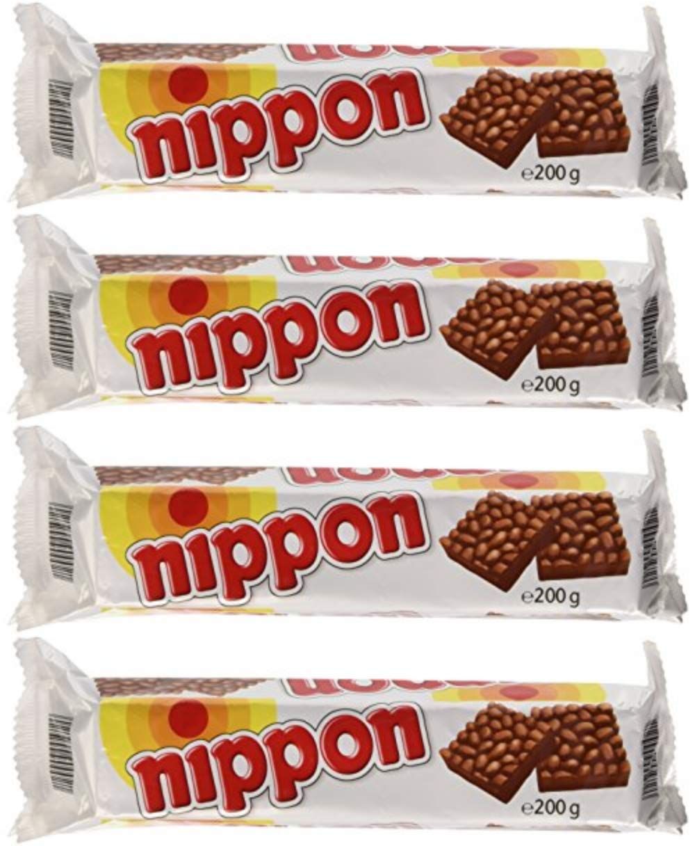 nippon Puffed Rice Snacks with Chocolate 200g 7.05oz, pack of 4