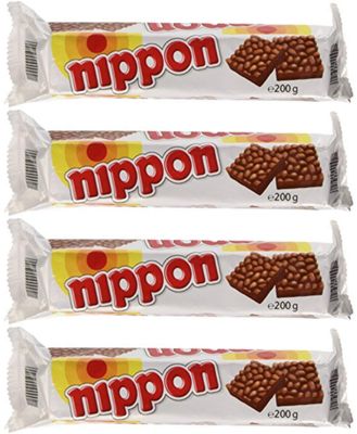 nippon Puffed Rice Snacks with Chocolate 200g 7.05oz, pack of 4