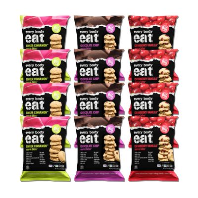 Every Body Eat Crunchy Cookie Bites, Gluten &amp; Dairy Free, Vegan, School Safe Lunch Snacks, Single Serve Pack of 20 Variety Pack