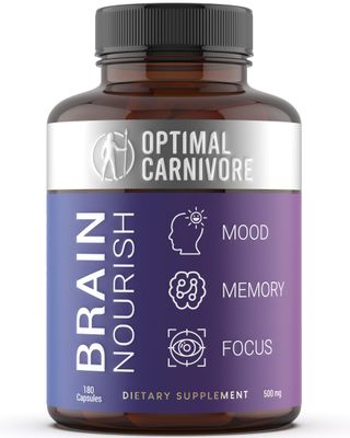 Optimal Carnivore Lions Mane Mushroom Supplement &amp; Beef Brain, Powerful Nootropics Brain Support Supplement, Brain Supplements for Memory and Focus, 180 Capsules