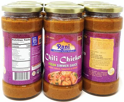 Rani Chili Chicken Vegan Simmer Sauce Ginger, Garlic, Tomatoes &amp; Spices 14oz 400g Glass Jar, Pack of 51FREE Easy to Use Vegan No Colors All Natural NON-GMO Gluten Free Indian Origin