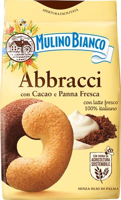 Mulino Bianco Abbracci 12.35oz 350g - Authentic Italian Biscuits with Cocoa and Cream - Perfect Snack or Coffee Companion - Made with Natural Ingredients and No Palm Oil