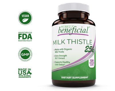 Milk Thistle Capsules- 25,000 MG Strength- 50X Concentrated Seed Extract &amp; 80 Silymarin Standardized- 120 Vegan pills- Supports Healthy Liver Cleanse &amp; Detoxification, Non-GMO- 4 Month Supply