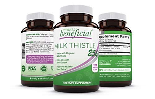 Milk Thistle Capsules- 25,000 MG Strength- 50X Concentrated Seed Extract &amp; 80 Silymarin Standardized- 120 Vegan pills- Supports Healthy Liver Cleanse &amp; Detoxification, Non-GMO- 4 Month Supply