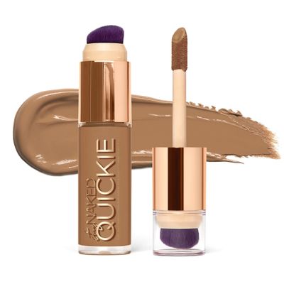 Urban Decay Quickie 24HR Full Coverage Waterproof Concealer 50NN - Tan Neutral, Natural Matte Finish, Hydrating Vitamin E, Dual-ended Buffing Brush &amp; Multi-use Applicator - 0.5 fl oz