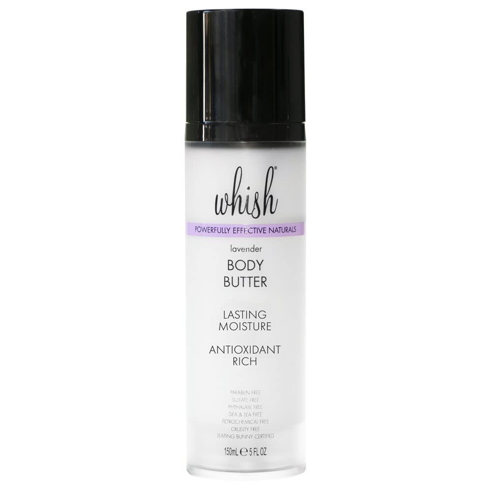 Whish Beauty Body Butter for Women - Moisturizing Body Lotion for Dry Skin - Antioxidant-Rich with Shea Butter, Aloe, &amp; Raspberry Butter - Paraben &amp; Sulfate Free - Lavender - 5 fl oz
