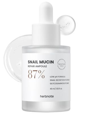 HERBNOTE Snail Mucin Repair Ampoule - Boost Skin Regeneration, Tighten Enlarged Pores, Reduce Redness &amp; Blemishes - 85 Snail Secretion Filtrate, 2 Niacinamide &amp; EGF, 1.52 fl.oz.