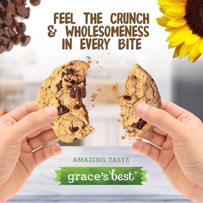 Graces Best Cookies - Sweet and Crunchy Small Snack Made With Natural, Quality Ingredients - Sunflower Seeds and Chocolate Chips - Pack of 2 12oz