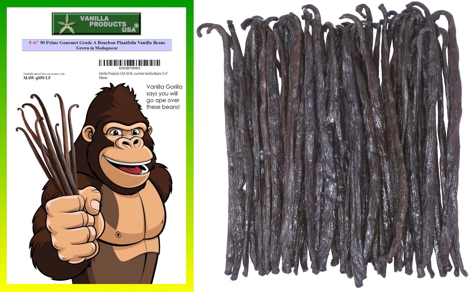 50 Whole Grade A Prime Gourmet Bourbon Madagascar Vanilla Beans 56 by Vanilla Products USA