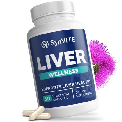 SYNVITE Liver Wellness - Liver Cleanse Supplement - Liver Health Support - with Milk Thistle, Artichoke, Dandelion, Beet Root, Turmeric &amp; More - Vegetarian, Non GMO, Gluten Free - 60 Capsules
