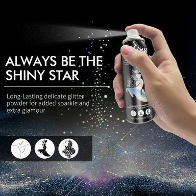 Ragkun Body Glitter, Body Glitter Spray, Glitter Spray for Hair and Body, Long-Lasting and Quick-Drying Silver Glitter Hairspray Suitable for Stage, Festival Rave and Makeup Prom 2.11 Fl Oz