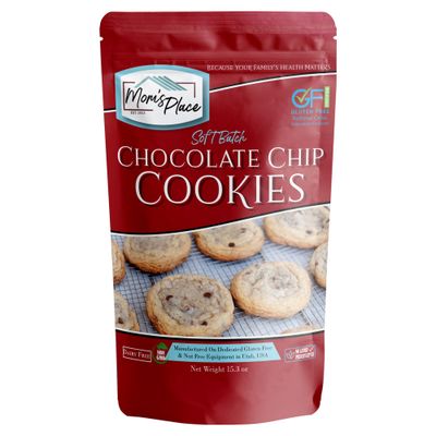 Mom&#39;s Place Gluten-Free Chocolate Chip Cookie Mix, Dessert Baking, Easy to Make, Nut, Dairy &amp; Corn Free, 24 Servings, 17.4 oz
