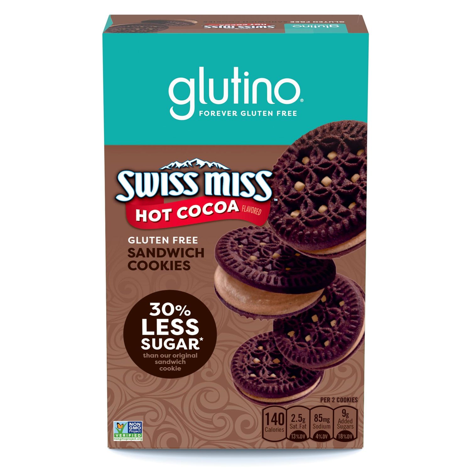 Glutino Swiss Miss Gluten Free Hot Cocoa Flavored Sandwich Cookies, Gluten Free Snacks, 10.5 oz.