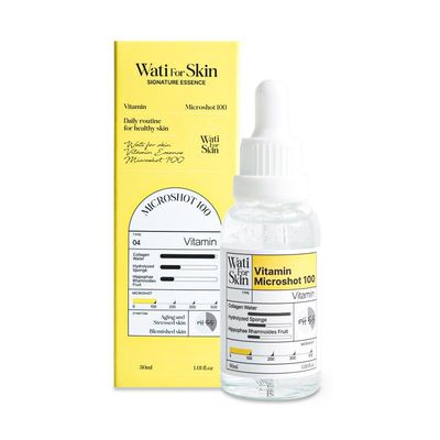 WATI FOR SKIN Vitamin Essence Microshot 100 - Hydrating &amp; Revitalizing Serum with Collagen &amp; Botanical Extracts, Lightweight &amp; Fast Absorbing for Smooth Skin, 30ml