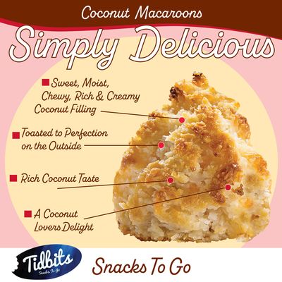 Tidbits Snacks To Go Coconut Macaroons - 5.25 oz. Family Size, Gourmet Gluten-Free Snack Treats, Delicious Vegan Dairy-Free Cookies