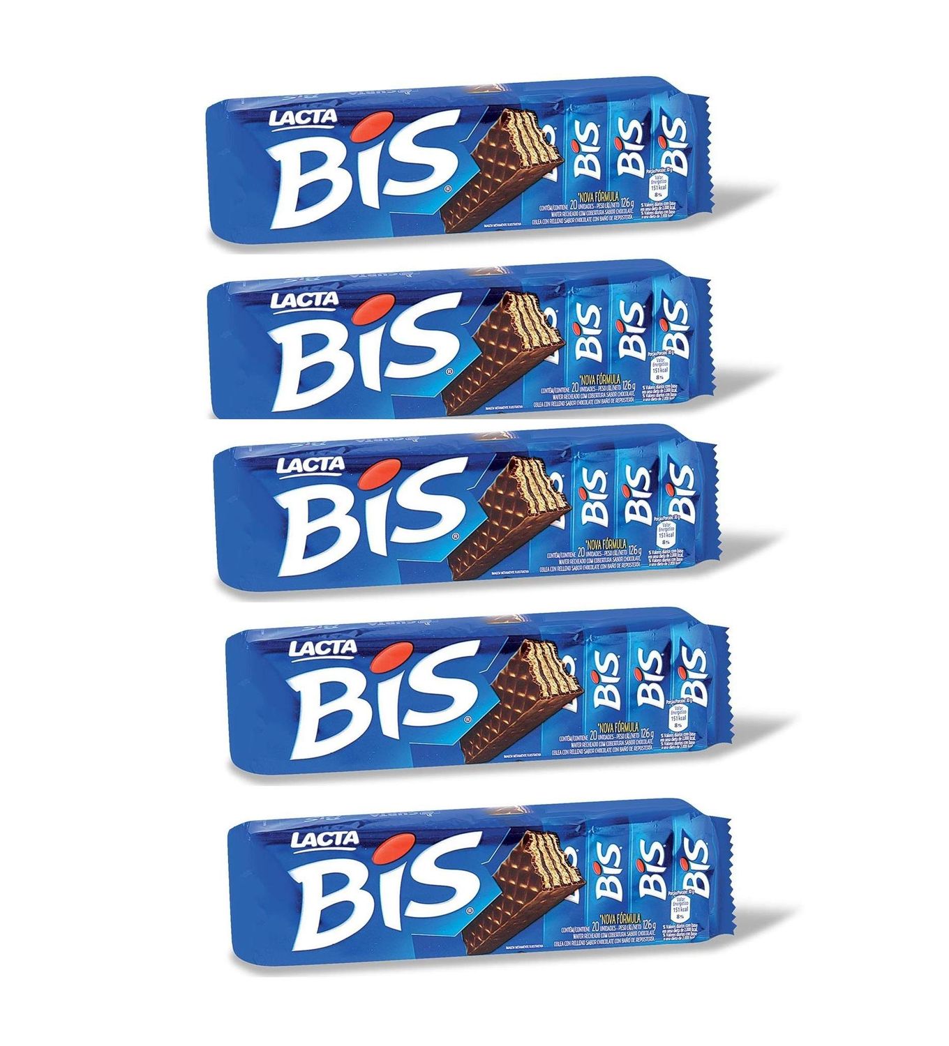BIS Chocolate Wafer Biscuits, Wafer Rechado Coberto Com Chocolate 126g Pack of 5