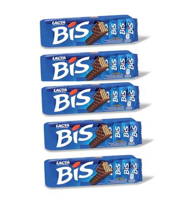 BIS Chocolate Wafer Biscuits, Wafer Rechado Coberto Com Chocolate 126g Pack of 5