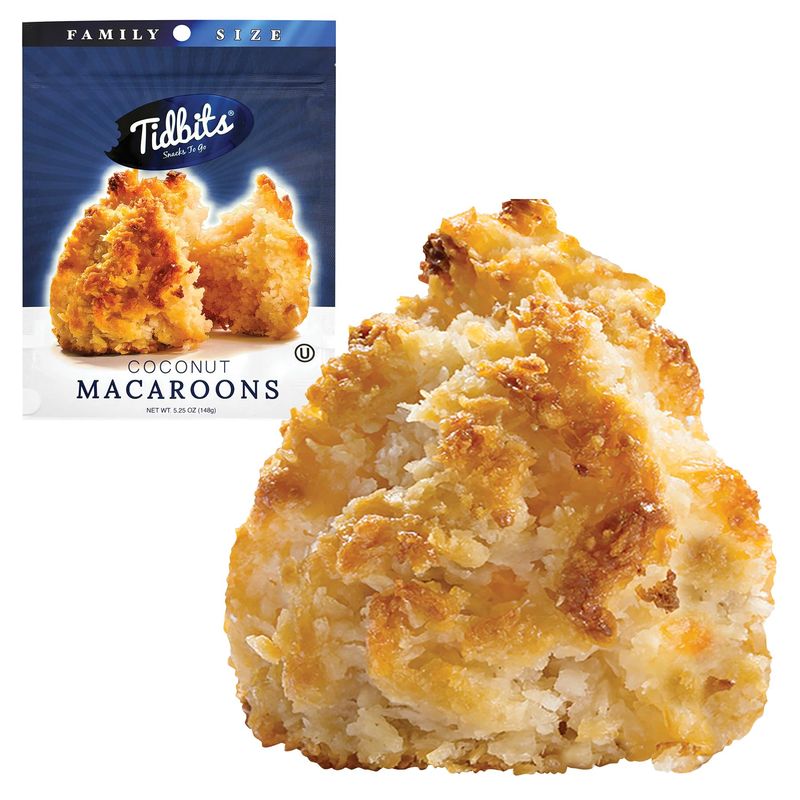 Tidbits Snacks To Go Coconut Macaroons - 5.25 oz. Family Size, Gourmet Gluten-Free Snack Treats, Delicious Vegan Dairy-Free Cookies