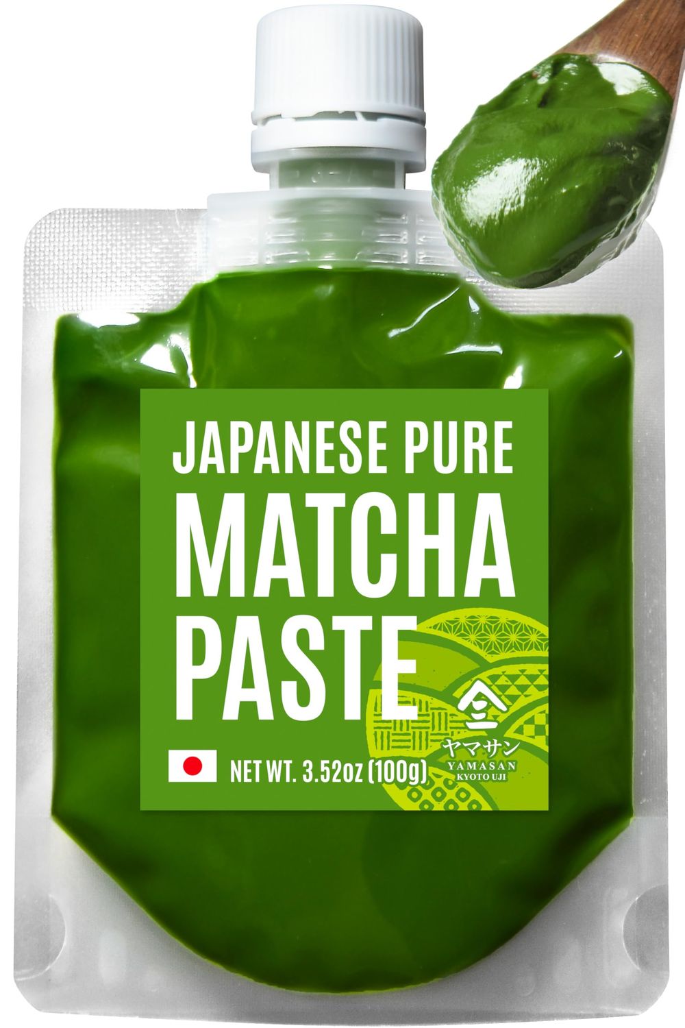 YAMASAN KYOTO UJI Japanese Pure Matcha Paste, Handy for Baking and Cooking, Easy to Add Matcha Color and Flavor, No Additives, Gluten-Free, Vegan, Made in Japan 100g3.52oz