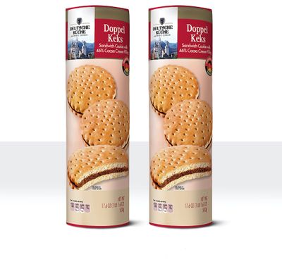 DOPPEL KEKS Biscuit Sandwich Cookies 46 Cocoa Cream Filling Imported from Germany 18 cookies per pack 17.6 oz packages Two Packs 36 cookies