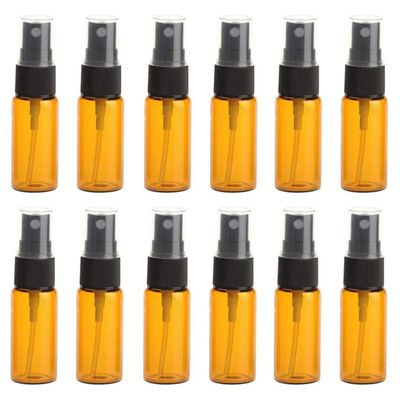Sanyangboli 12PCS 15ML0.5OZ Amber Glass Spray Bottle Perfume Bottles Sold Empty Fine Mist Spray Perfume Facial Water Container Cosmetic Jars for Cosmetic Packing