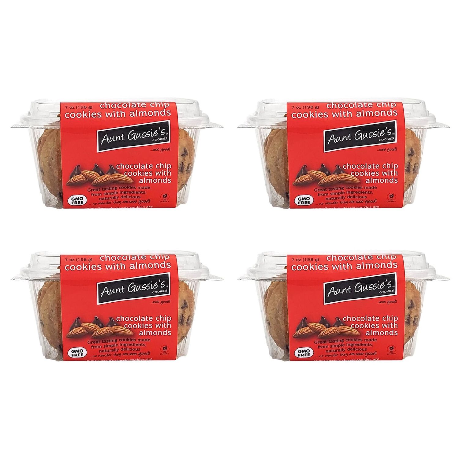 Aunt Gussie&#39;s - Classic Chocolate Chip Cookies with Almonds - 4 pack