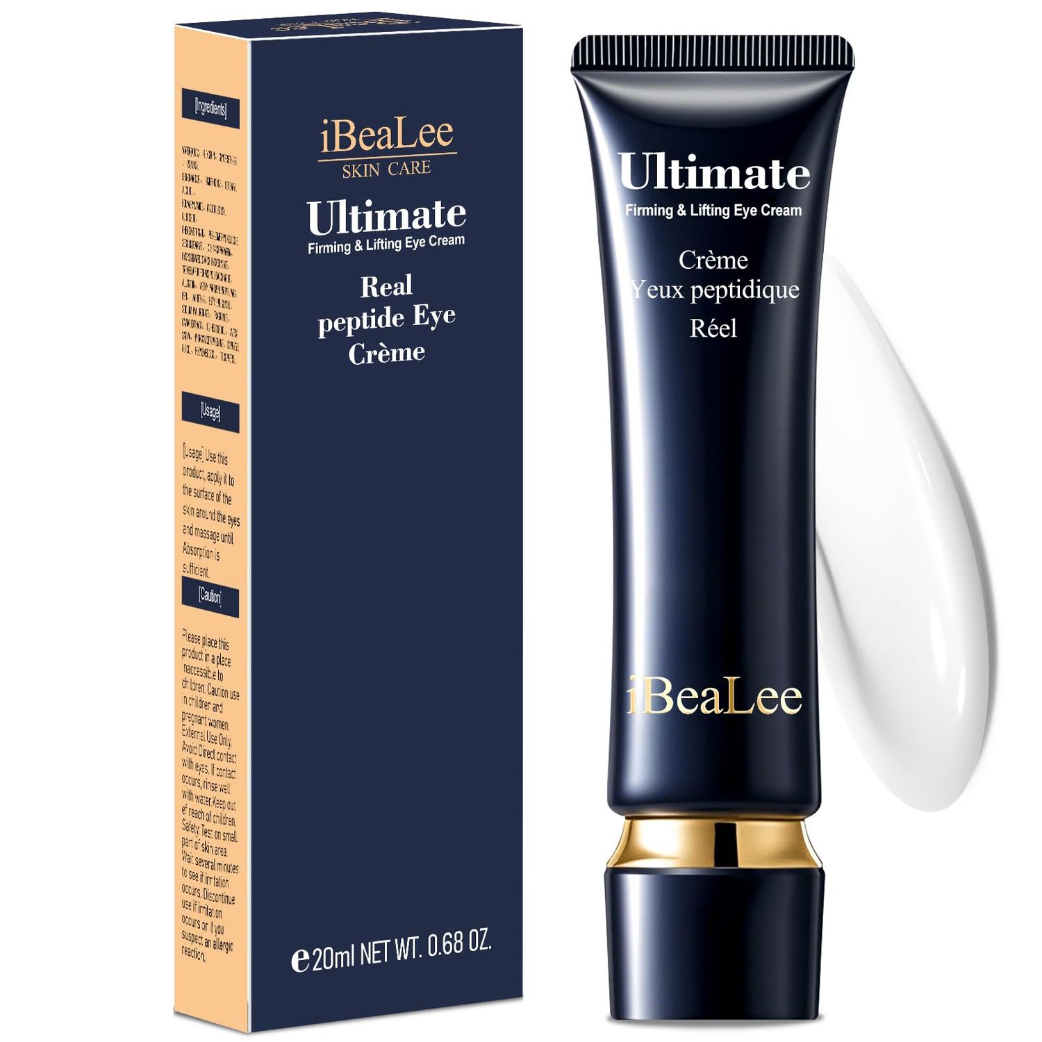 Temporary eye tightening cream, instantly reduces eye bags and dark circles, daily anti-aging, eye cream quickly repairs wrinkles, reduces fine lines, contains hyaluronic acid and retinol, 0.68 oz