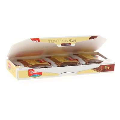 Loacker Tortina Dark Noir 126g - Zartbitterschokolade mit Nougatcreme&amp;Waffelblattchen
