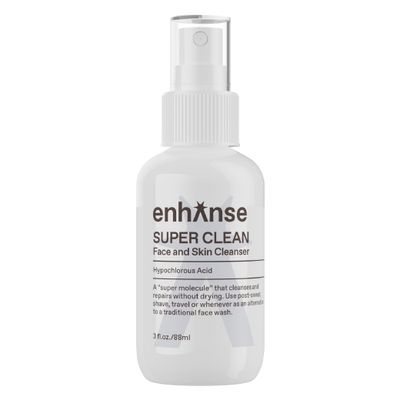 ENHANSE Super Clean Face Mist Hypochlorous Acid Spray, Travel Friendly Soothing Purifying Toner Facial Spray, Helps Redness, Breakouts, Post Workout, Quick Refresh, Clean, For All Skin Types, 3 fl oz