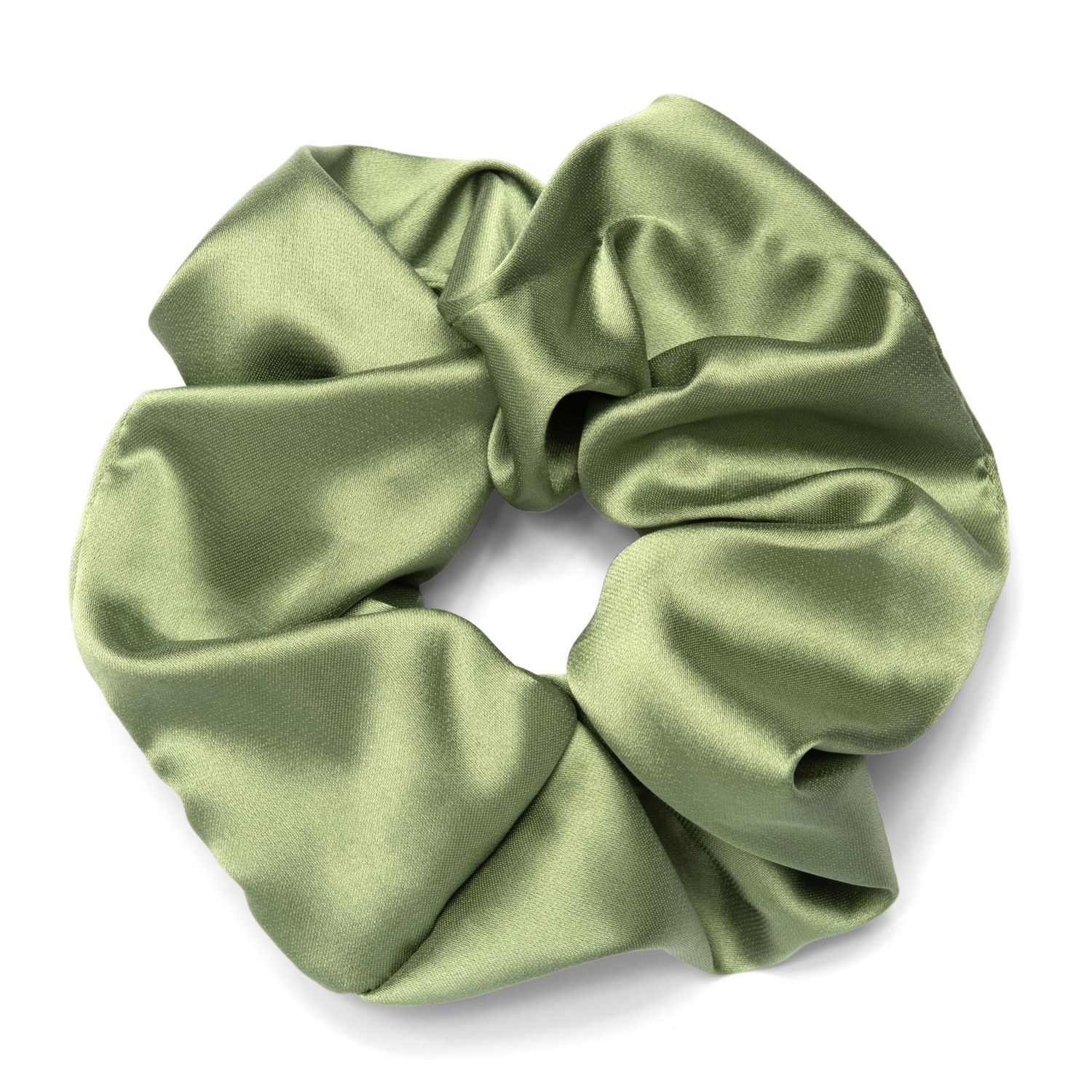 Rizos Curls Vegan Silk Large Scrunchie - Gente Hold For No Crease and Breakage Protection, Damage &amp; Frizz Free Hair Tie, Sage Green