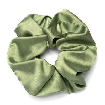 Rizos Curls Vegan Silk Large Scrunchie - Gente Hold For No Crease and Breakage Protection, Damage &amp; Frizz Free Hair Tie, Sage Green