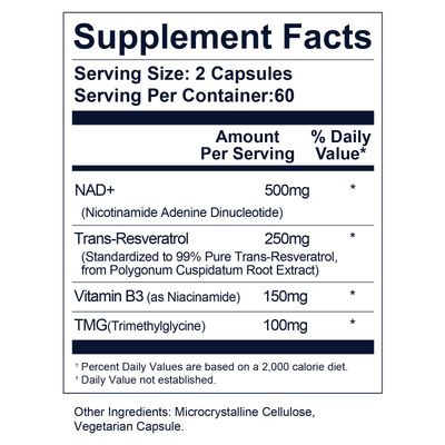 VVQ-240 Capsules NAD Supplement 1000 mg - True NAD &amp; Resveratrol,NMN Alternative for Anti-Aging
