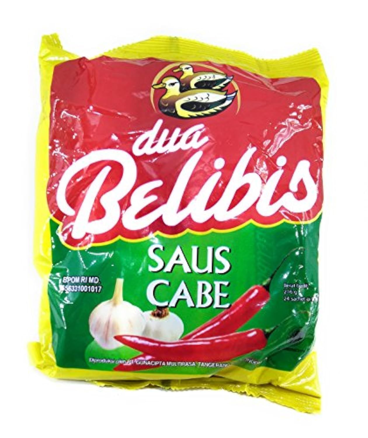 Dua Belibis Saus Cabe Sambal - Chilli Sauce, 216 Gram 24 Sachets 9 gram