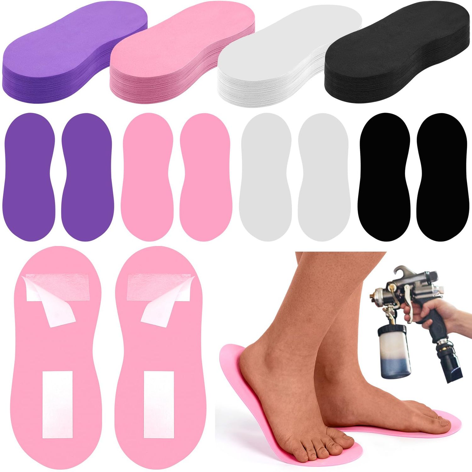 Suhine 40 Pairs Spray Tan Feet Pads Bulk Disposable Foam Sticky Feet for Spray Tanning Accessories Sunless Tanning Home or Beauty Salon Supplies