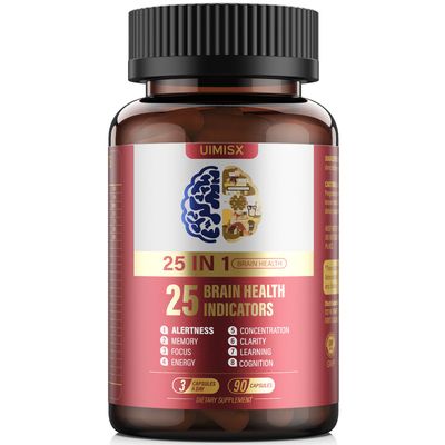 UIMISX Brain Supplement for Mental Alertness, Memory, Focus &amp; Energy, Alpha GPC, Huperzine-A, L-Tyrosine, Phosphatidylserine, Vitamins B6 B12, High Absorption, 90 Capsules