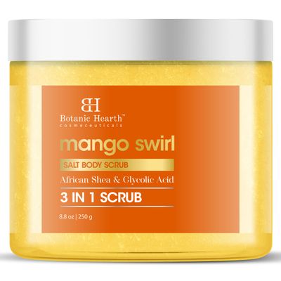 Botanic Hearth Mango Swirl Body Scrub - 8.8 fl oz - Exfoliating &amp; Moisturizing Scrub for Smooth, Radiant Skin - Infused with African Shea &amp; Glycolic Acid 3 in 1 Scrub